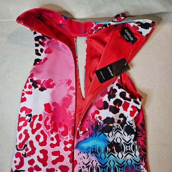 Bebe Floral Cutout Dress Mock Neck, Racer Back - Size XS - Picture 6 of 11